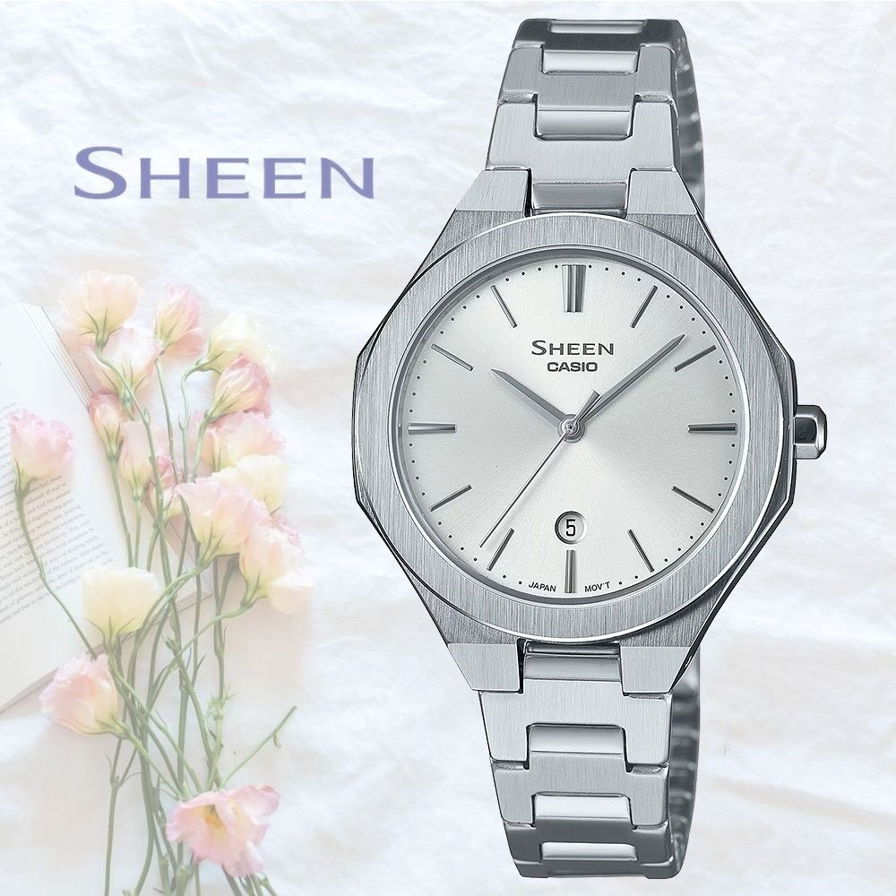 CASIO 卡西歐 SHEEN 現代極簡八角女錶 SHE-4563D-7A, , large