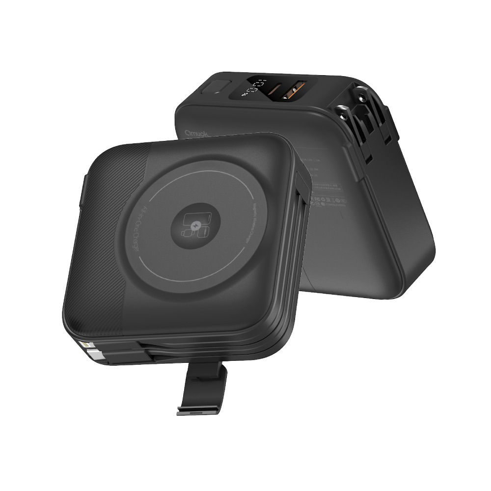 【amuok】10000mAh All-in-one Wireless Charging Power Bank(Black), , large