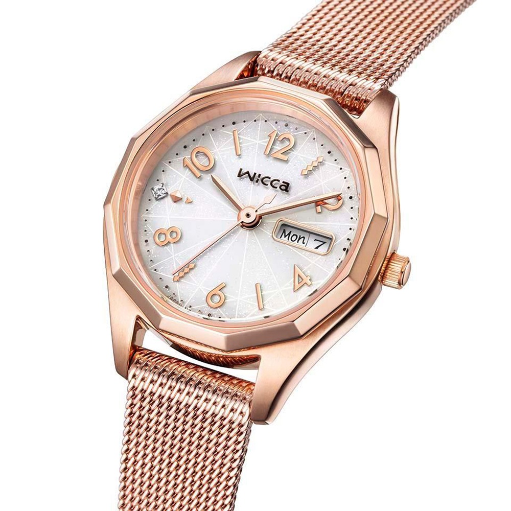 CITIZEN 星辰 Wicca 太陽能日曆米蘭帶女錶-26.5mm KH3-568-15, , large