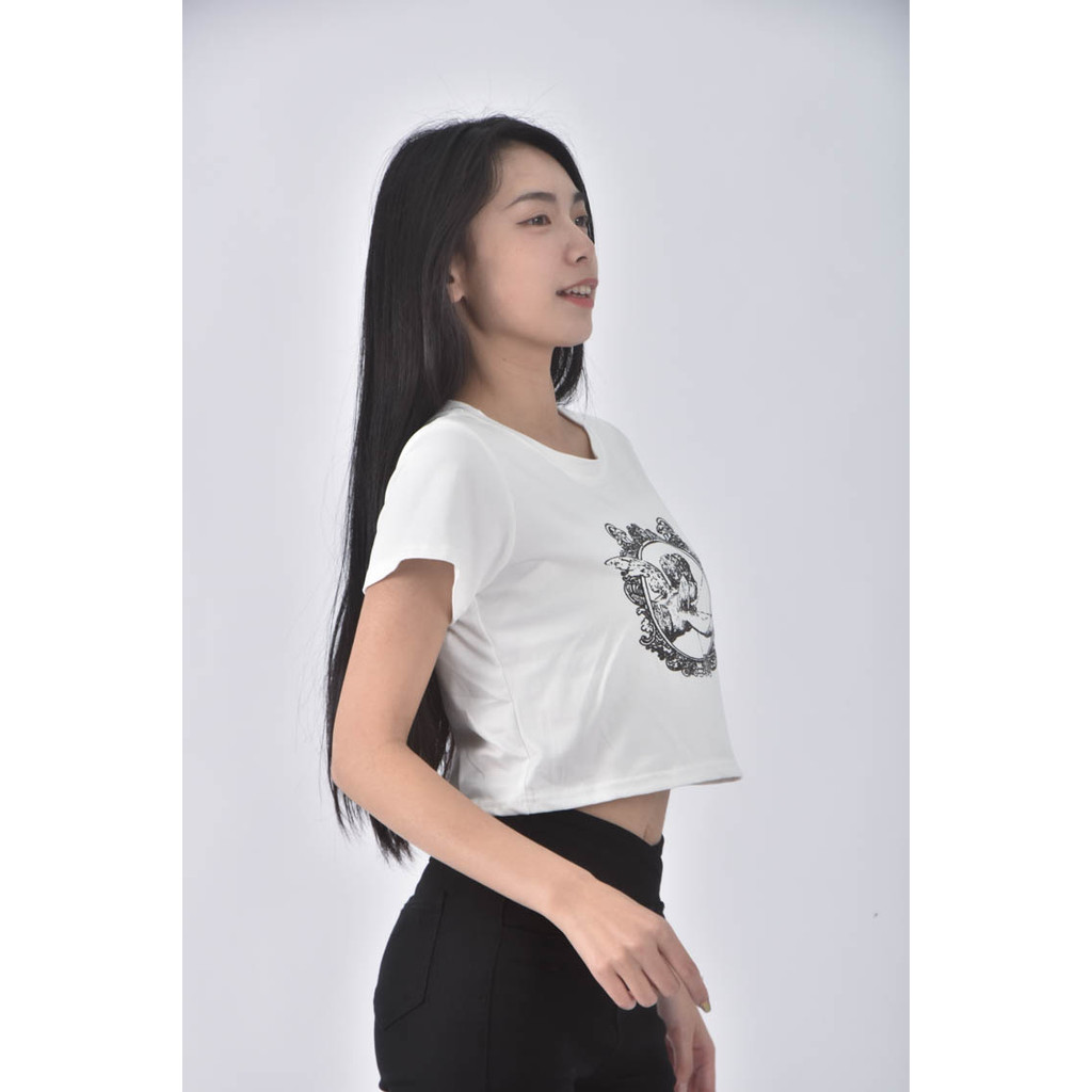 (S) 【粿粿私服】修身短版白色短袖上衣二手衣, , large