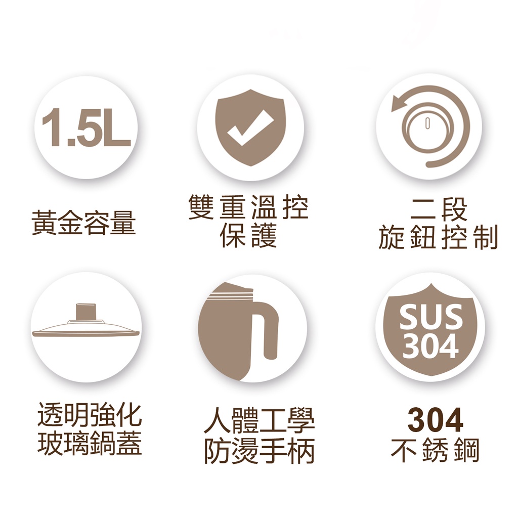 HTT 1.5L多功能美食鍋 HCP-1219B, , large