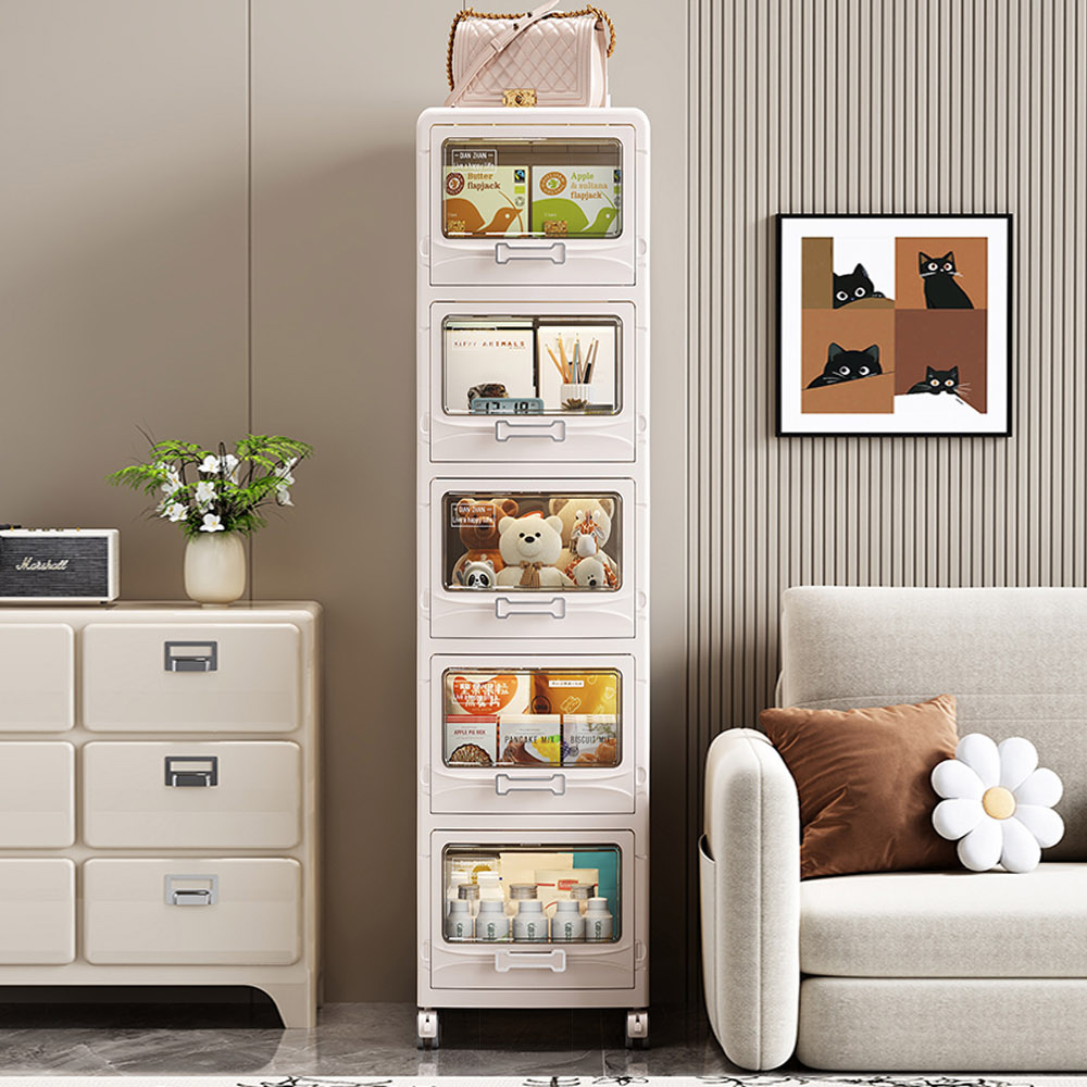 【AOTTO】奶油風28面寬五層折疊收納櫃AC-221), , large
