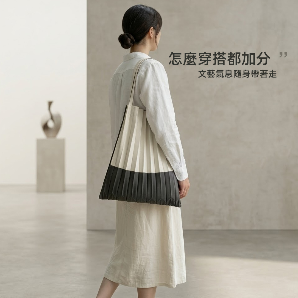 【上手家居】拼接色樹幹包(帆布包/復古包/肩背包)-黑拼白, , large