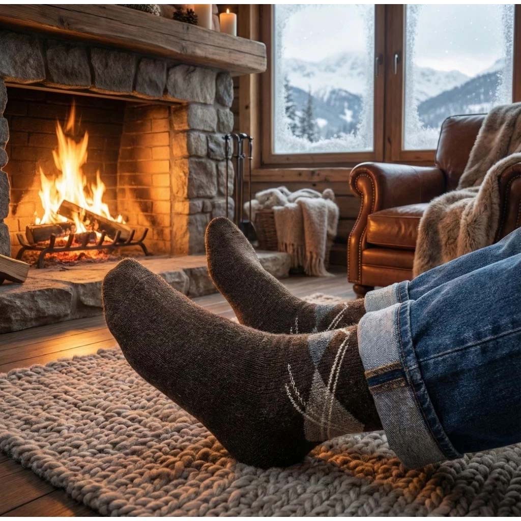 [凱美棉業]6雙組 隨機出色 冬日必備（男款）精緻保暖毛襪 防寒襪 保暖襪 毛襪 長襪 冬天襪-格紋款, , large