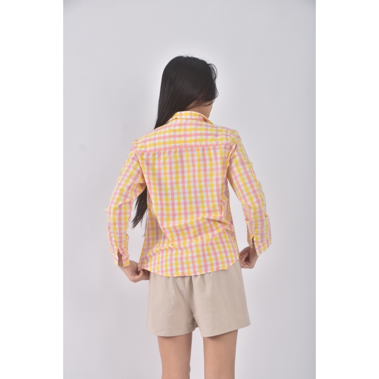 (S) 【依庭私服】ziranyuansu質感格紋粉色長袖上衣二手衣, , large