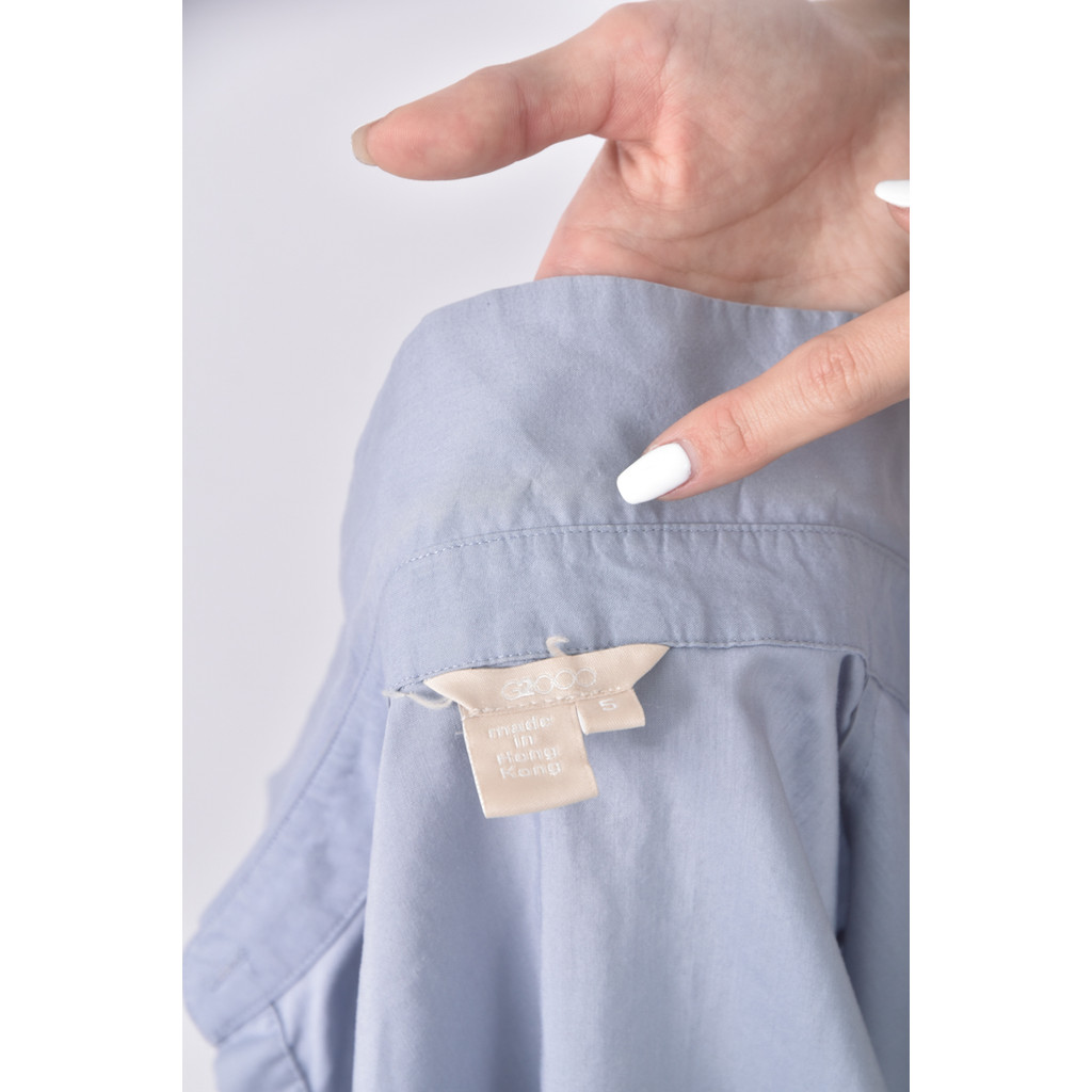 (S) g2000質感棉質藍色長袖上衣二手衣, , large