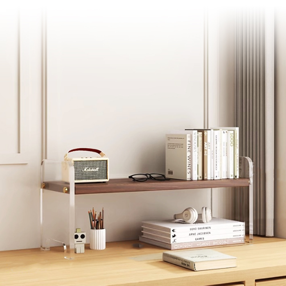 【上手家居】壓克力香水架40cm-單層 單層40cm-胡桃色(桌上置物架/香水收納架/桌上層架/桌面收納架/化妝架), , large