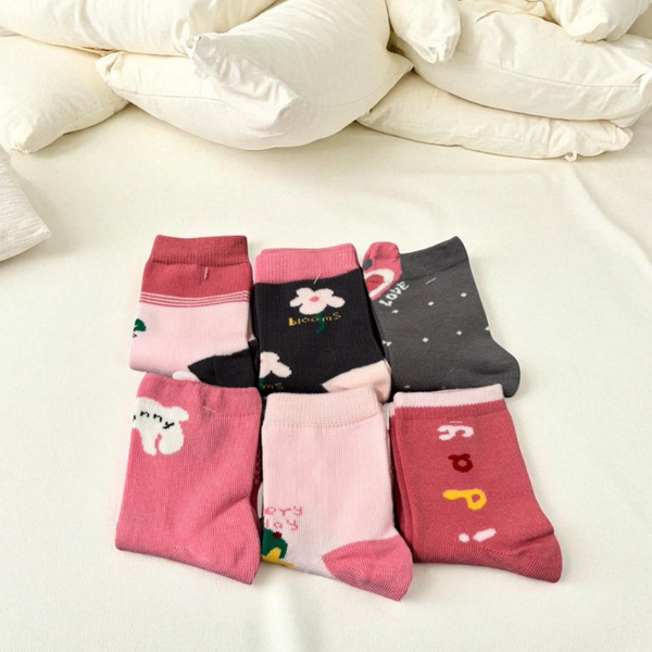 [Kaimei Cotton Industry] 10 pairs of random excellent pure cotton non-slip children's socks sweet pink style flower children's socks cartoon children's socks cute socks boys and girls socks bunny small flower, , large
