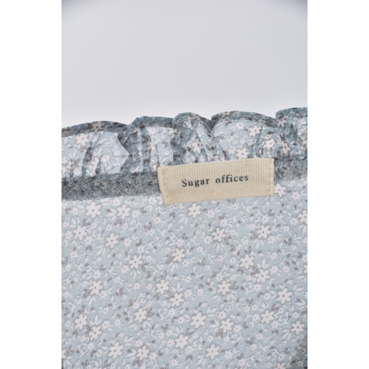 (M) sugar offices碎花雪紡日系排扣藍色長袖上衣二手衣, , large