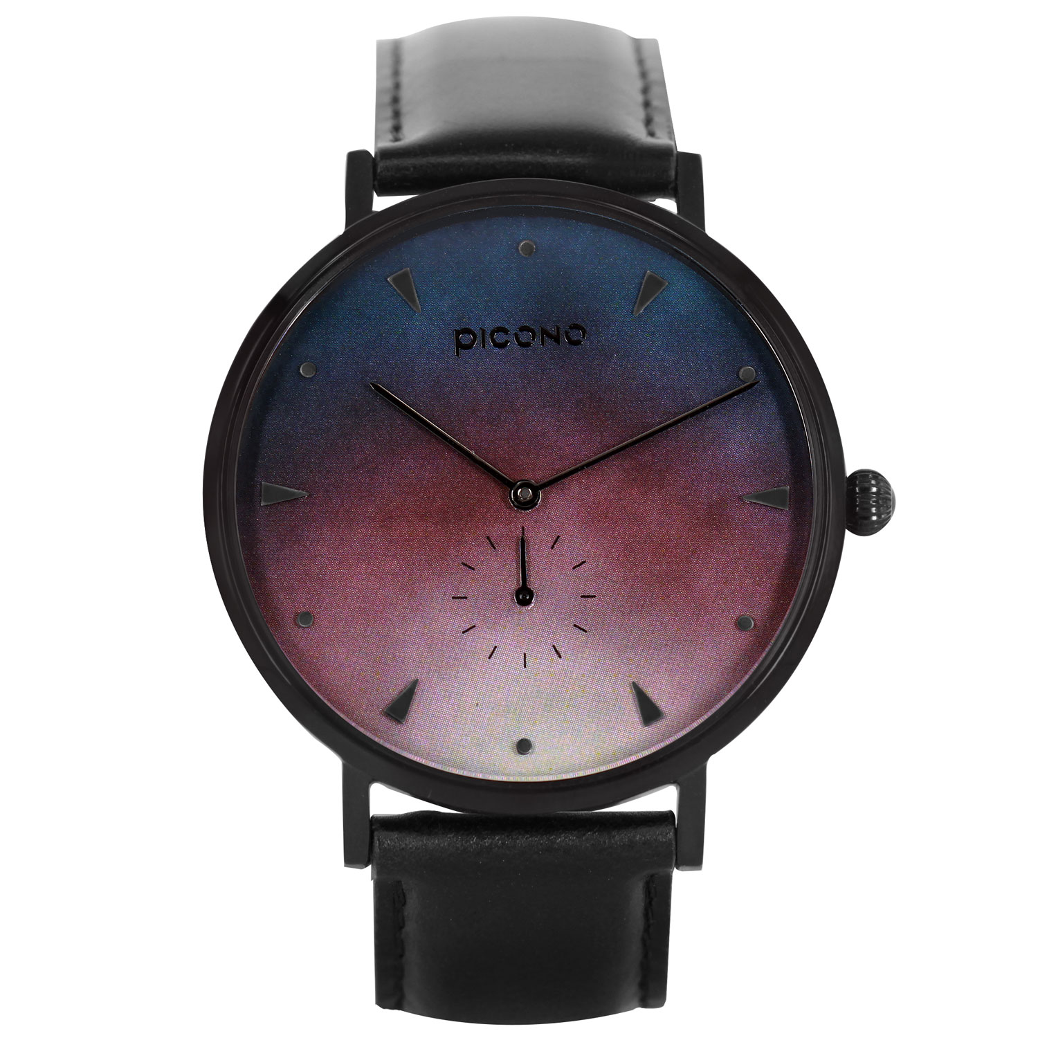 【PICONO】A week collection black leather strap watch-Pink Blue / AW-7604, , large