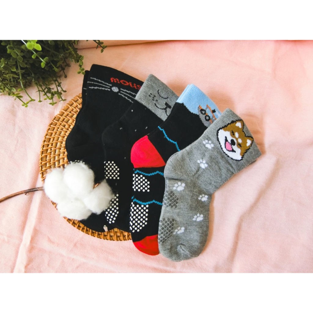 [Kaimei Cotton Industry] 12 pairs of random and excellent MIT made in Taiwan pure cotton wide-mouth anti-slip children's socks (children's version 3-6 years old) - comprehensive style, , large