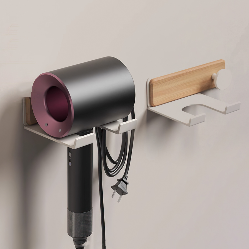 【上手家居】實木吹風機支架 原木白色(吹風機架/吹風機收納/戴森/壁掛/支架/吹風機掛架), , large