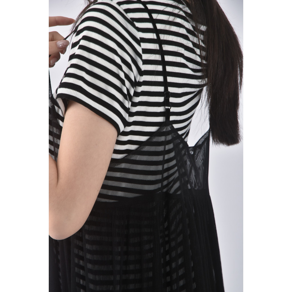 (S) moma質感紡紗格紋黑色洋裝二手衣, , large