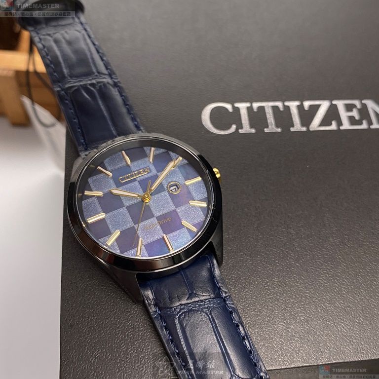 [星晴錶業]CITIZEN手錶,34mm,CI00012藍紫色錶面黑錶殼寶藍真皮皮革錶帶款, , large