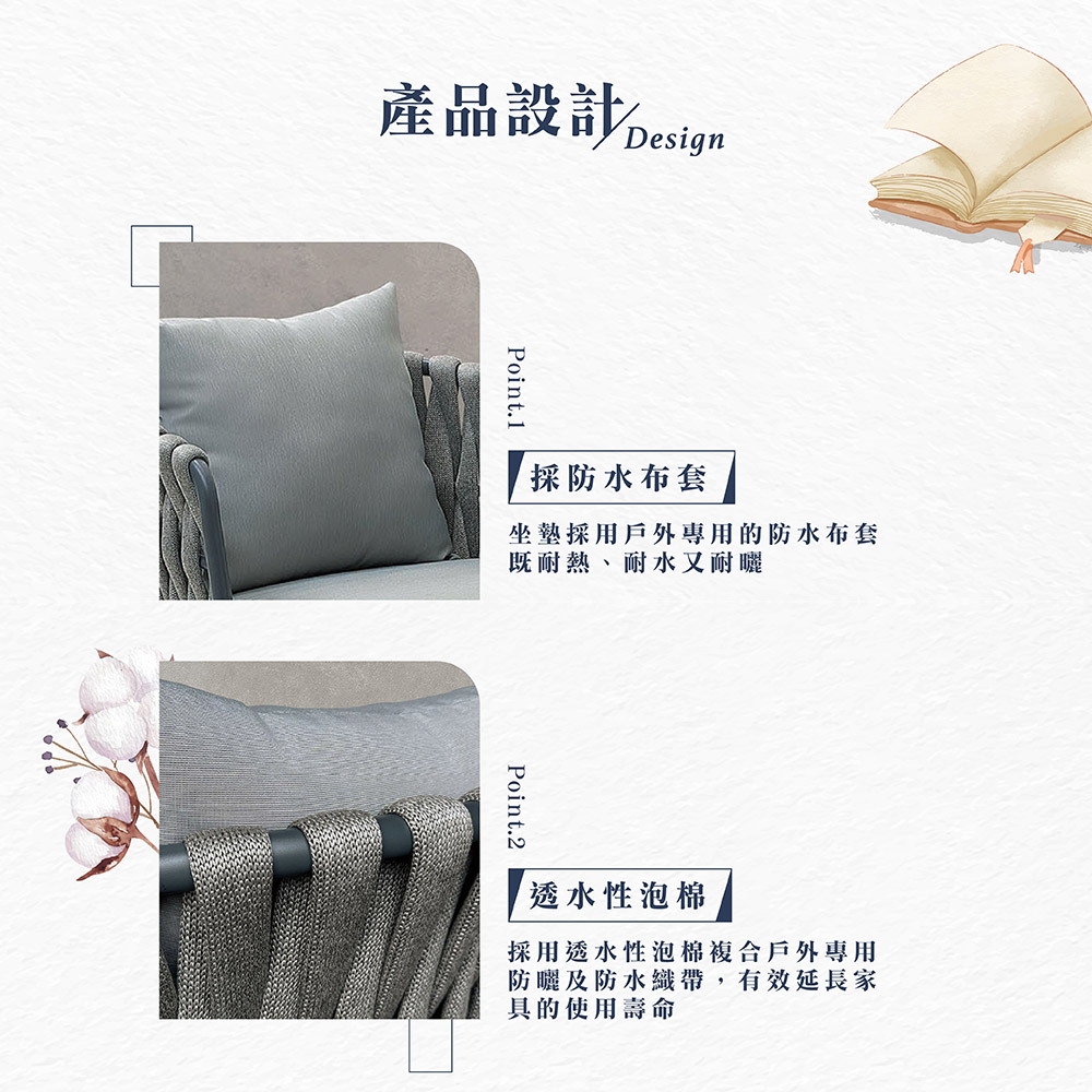 【Hampton 漢汀堡】綸登戶外休閒椅-白, , large