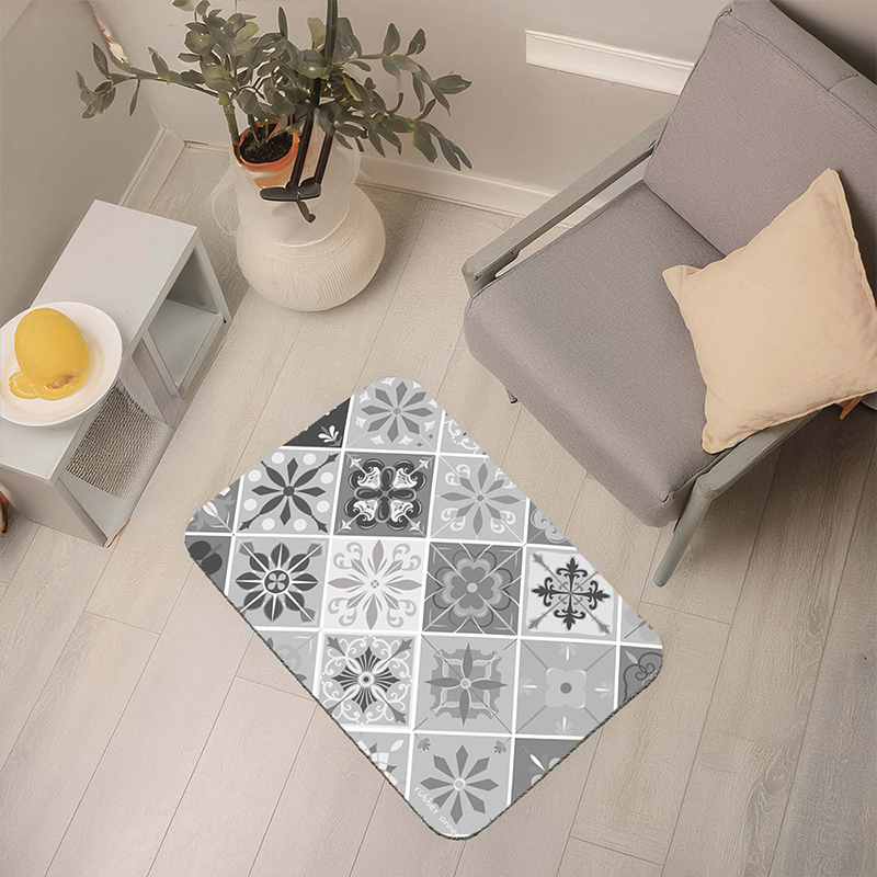 【Monster】 Soft Diatomaceous Earth Absorbent Mat – Floral Seal Series (60x40cm) – Diamond Porcelain, , large
