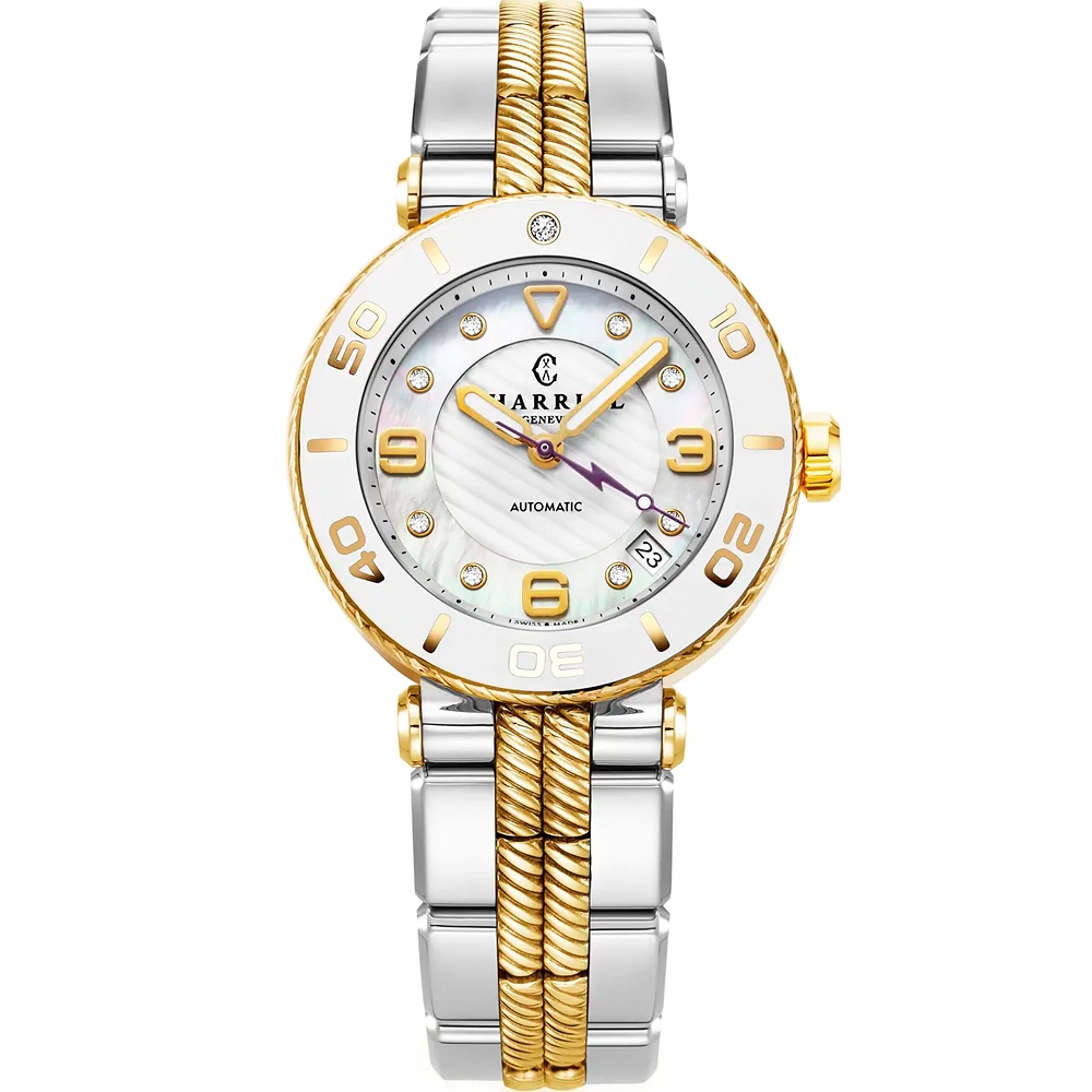 CHARRIOL 夏利豪 St-Tropez系列 運動風鑽石機械錶-36mm SF36AWY.921.004