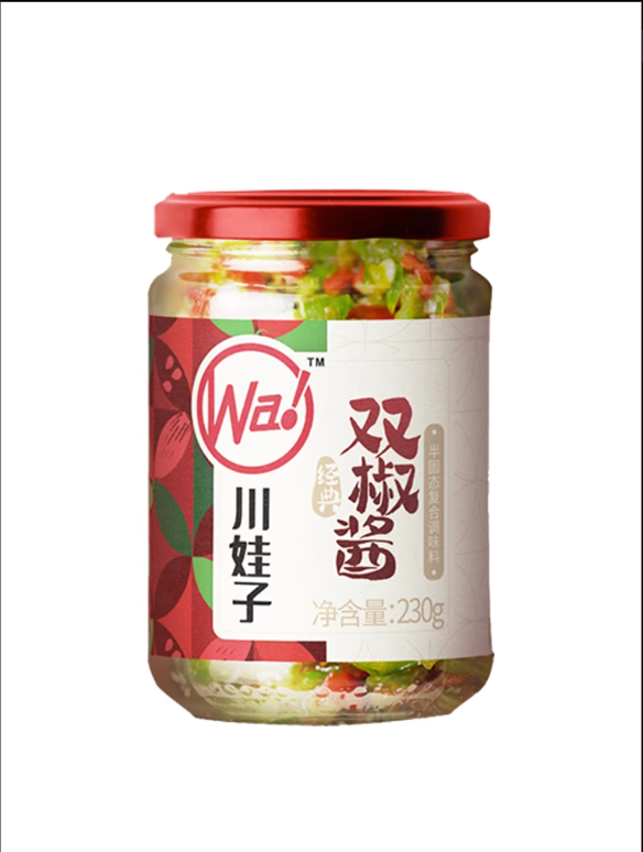 川娃子雙椒醬玻璃瓶裝230g, , large