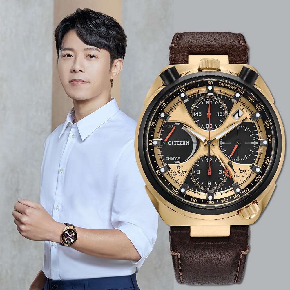 CITIZEN 星辰 Tsuno Chrono 50週年 牛頭錶 光動能計時手錶 AV0072-01X, , large