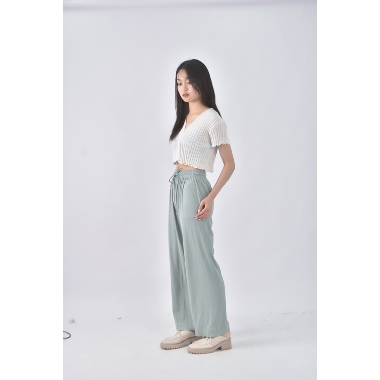 (M) 高腰休閒綠色長褲二手衣, , large