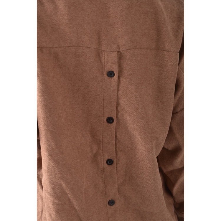 (XL) sweet後鈕扣棕色長袖上衣二手衣, , large