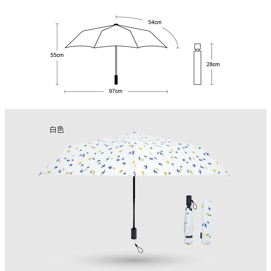 【周周生活】雨傘 現貨 自動傘 折疊傘 燕子飛舞 遮陽傘 陽傘 自動雨傘 晴雨傘 防潑水 抗UV 傘 輕量雨傘 快速出貨, , large