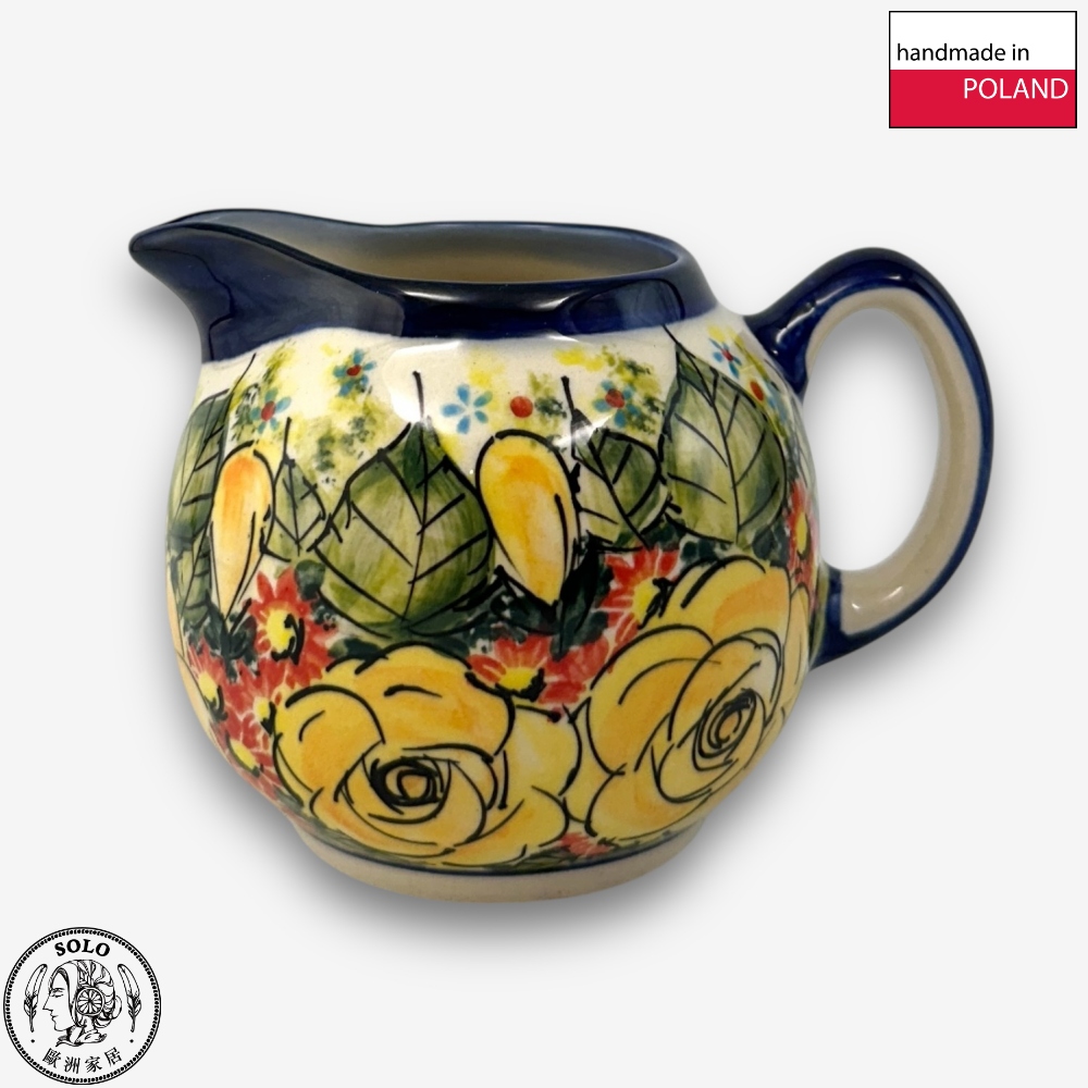 【SOLO歐洲家居】波蘭製 Cerraf 波蘭陶 320ml 奶盅 晨光黃薔系列