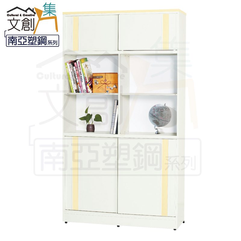 【文創集】麥可 環保3.1尺南亞塑鋼推門中空書櫃/收納櫃(客約商品), , large