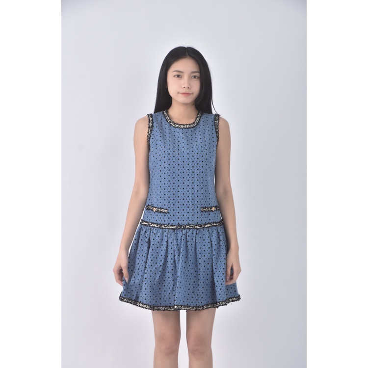 (S) moma質感無袖藍色洋裝二手衣