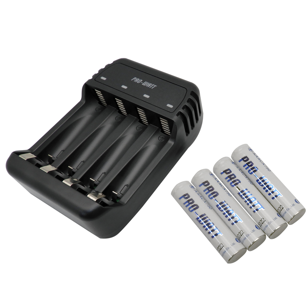 [寶旺旺]華志PRO-WATT 智慧快速 充電器+低自放電4號4入750mAh 鎳氫電池(1.2V立即用)ZN423E-75, , large