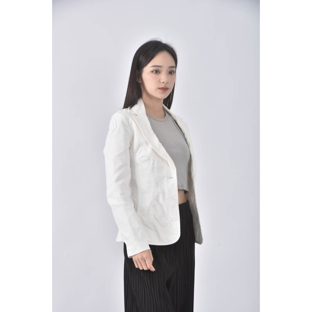 (S) paola frain棉質修身白色外套二手衣, , large