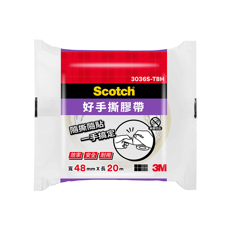 3M思高牌好手撕超透明封箱膠帶, , large