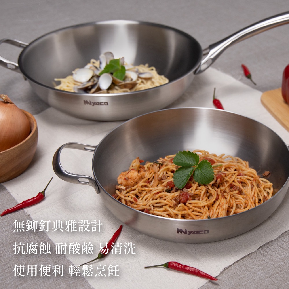 Miyaco 米雅可 典雅316不銹鋼七層複合金炒鍋IH 33cm-Leidea樂德兒, , large
