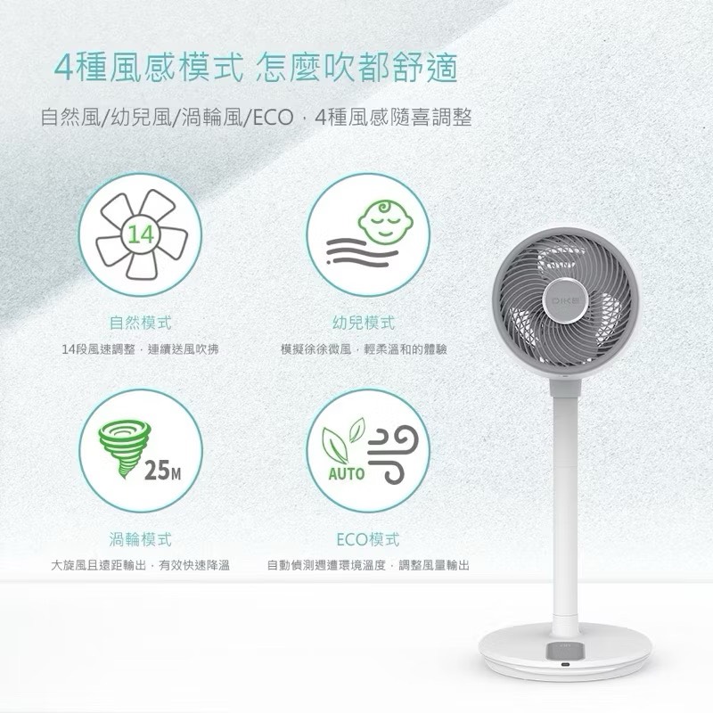 【Leo手機周邊專賣店】DIKE戴克 9吋DC變頻直流智能立式循環扇 / HLE320WT, , large