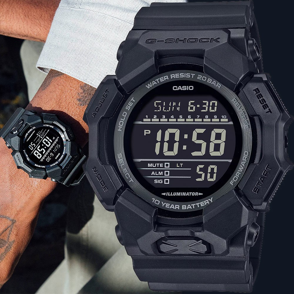 CASIO 卡西歐 G-SHOCK 10年電力 大螢幕電子錶 學生錶 GD-010-1A1, , large