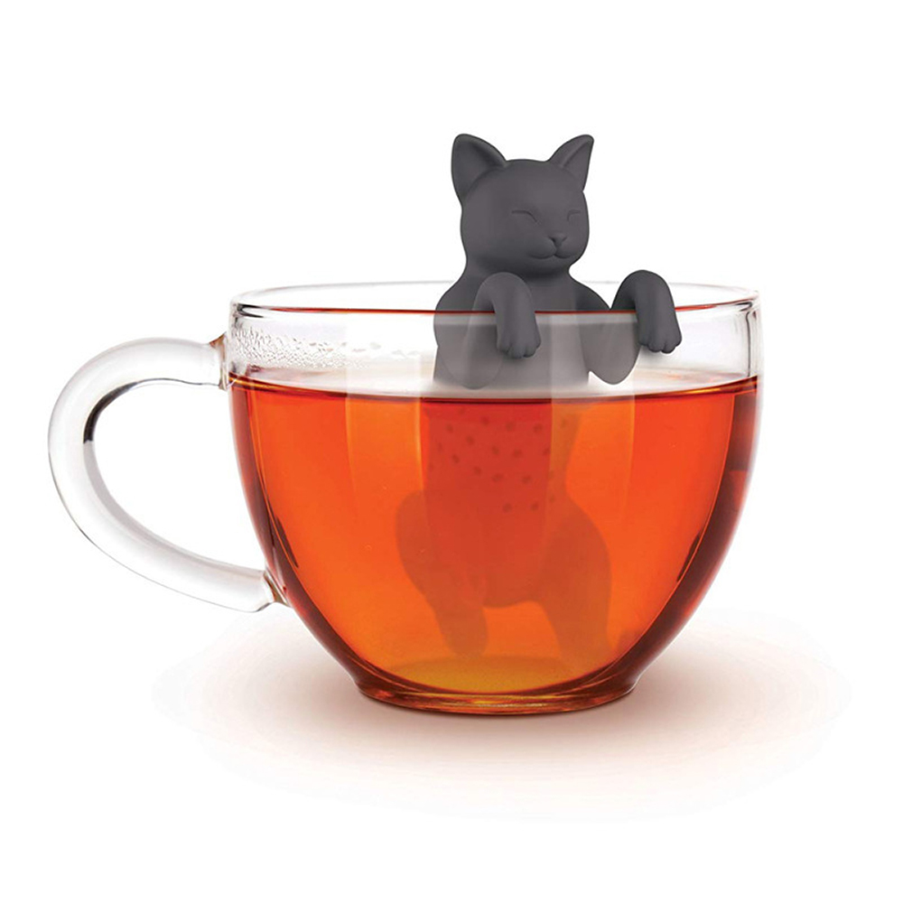 貓奴注意！Purrtea Cat 小黑貓泡茶器 茶包 濾茶 茶漏 食品級矽膠 放茶葉超簡單 送禮賣相好 交換禮物, , large