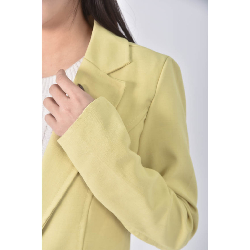 (S) 西裝素面黃色外套二手衣, , large