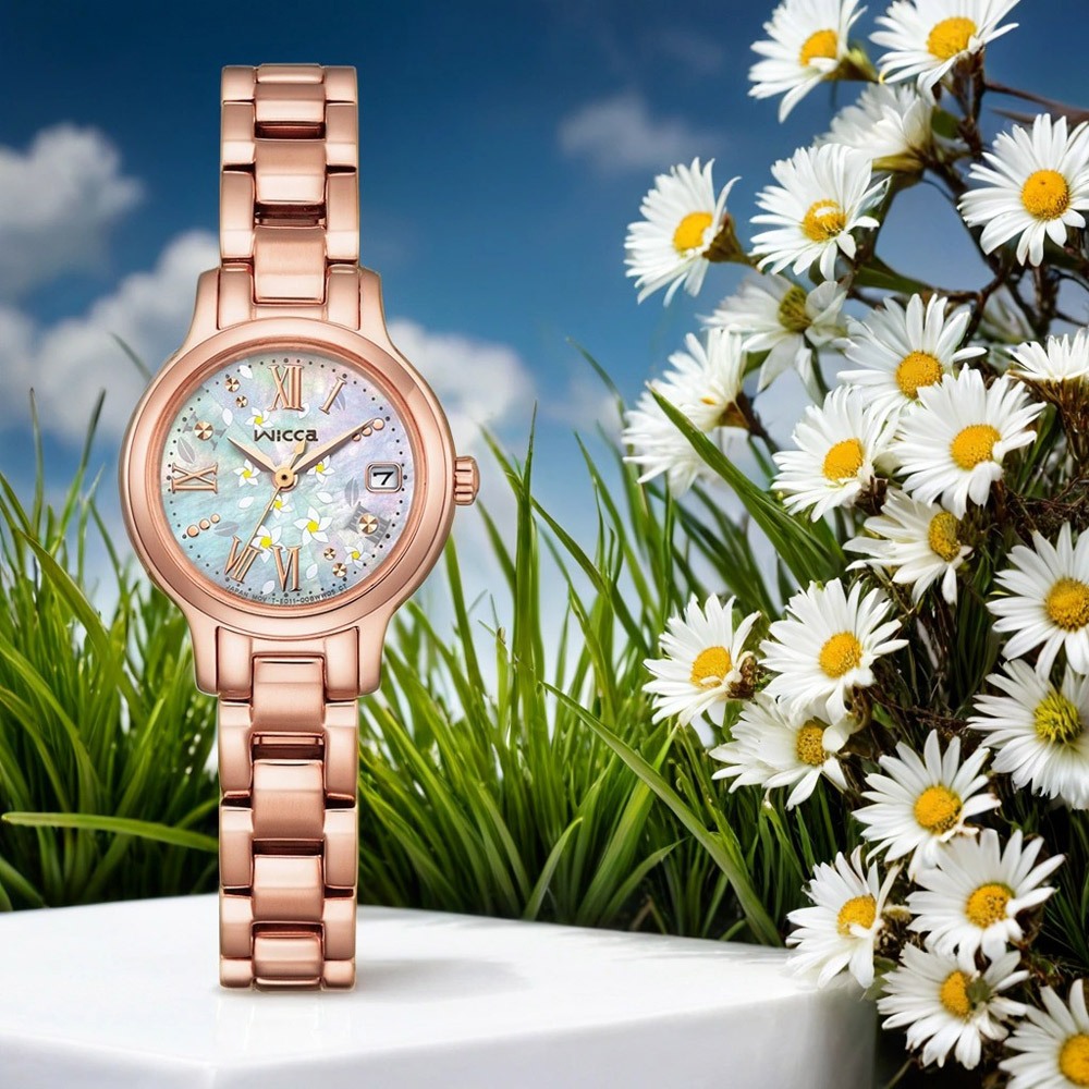 CITIZEN 星辰 Wicca 茉莉花太陽能女錶-24mm 禮物 KH4-963-21, , large