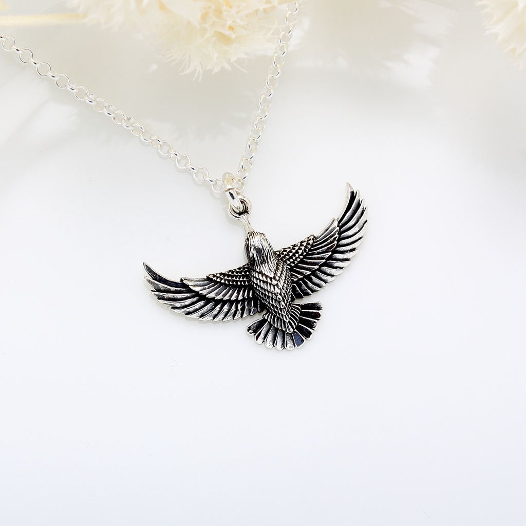 【Angel & Me】Soaring Eagle Bird s925 sterling silver necklace Birthday gift, , large