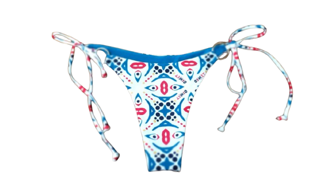 QXHEE.T. Made in Taiwan, metal ring strap swimming trunks (QX pattern/striped gray blue/ocean blue) in stock, , large