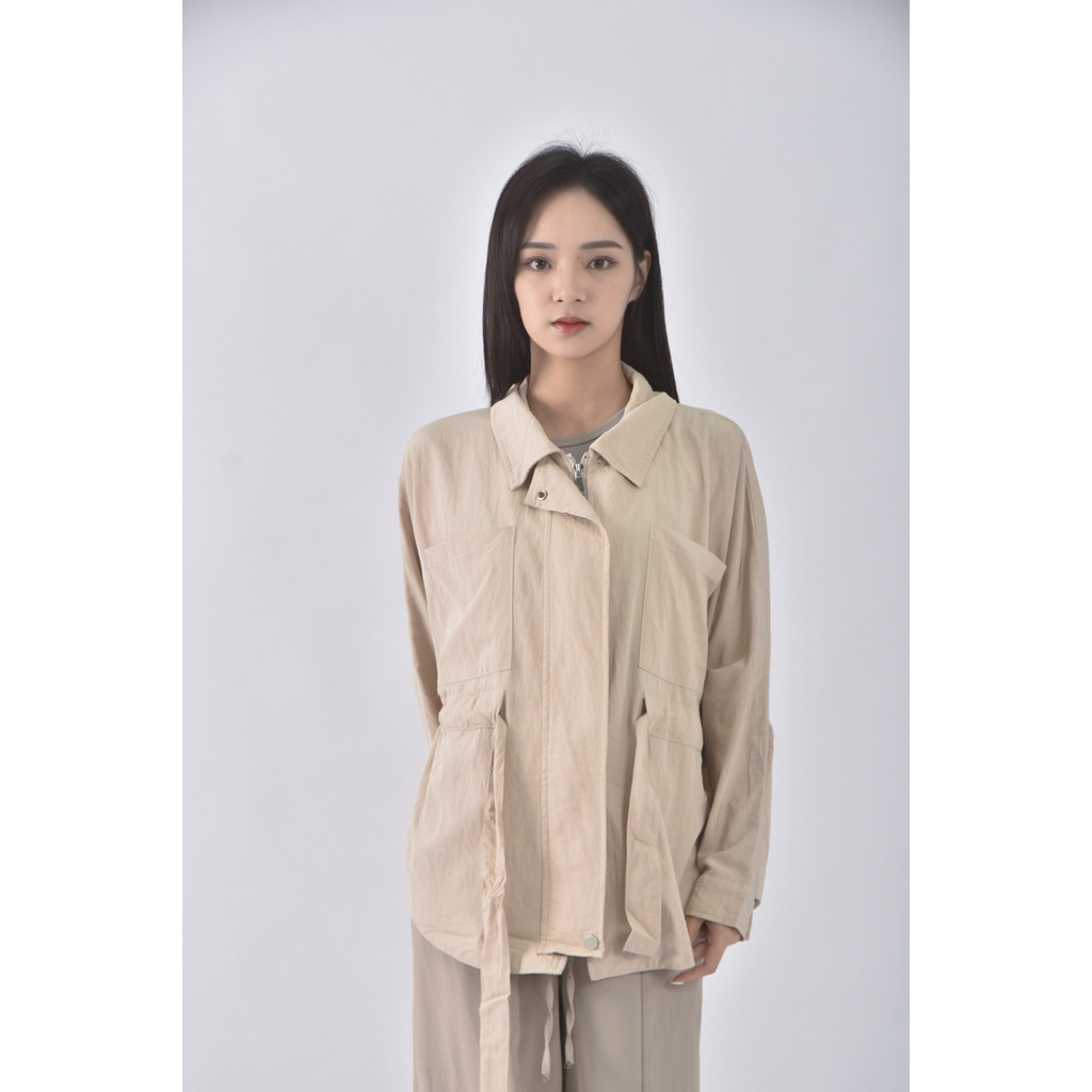 (L) chocolady杏色綁帶外套二手衣, , large