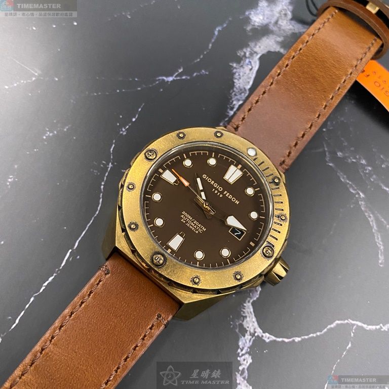 [星晴錶業]GiorgioFedon1919手錶,48mm,GF00005古銅色錶面古銅色錶殼咖啡色真皮皮革錶帶款, , large