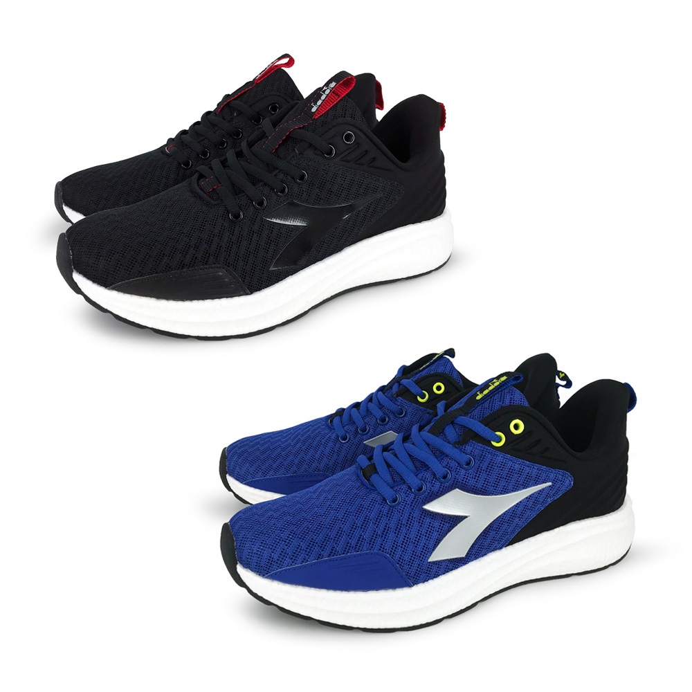 DIADORA迪亞多那 專業避震慢跑男鞋 男運動鞋 慢跑鞋 吸濕 排汗 透氣 散熱 保護後跟 輕量 止滑 黑紅 藍黑, , large