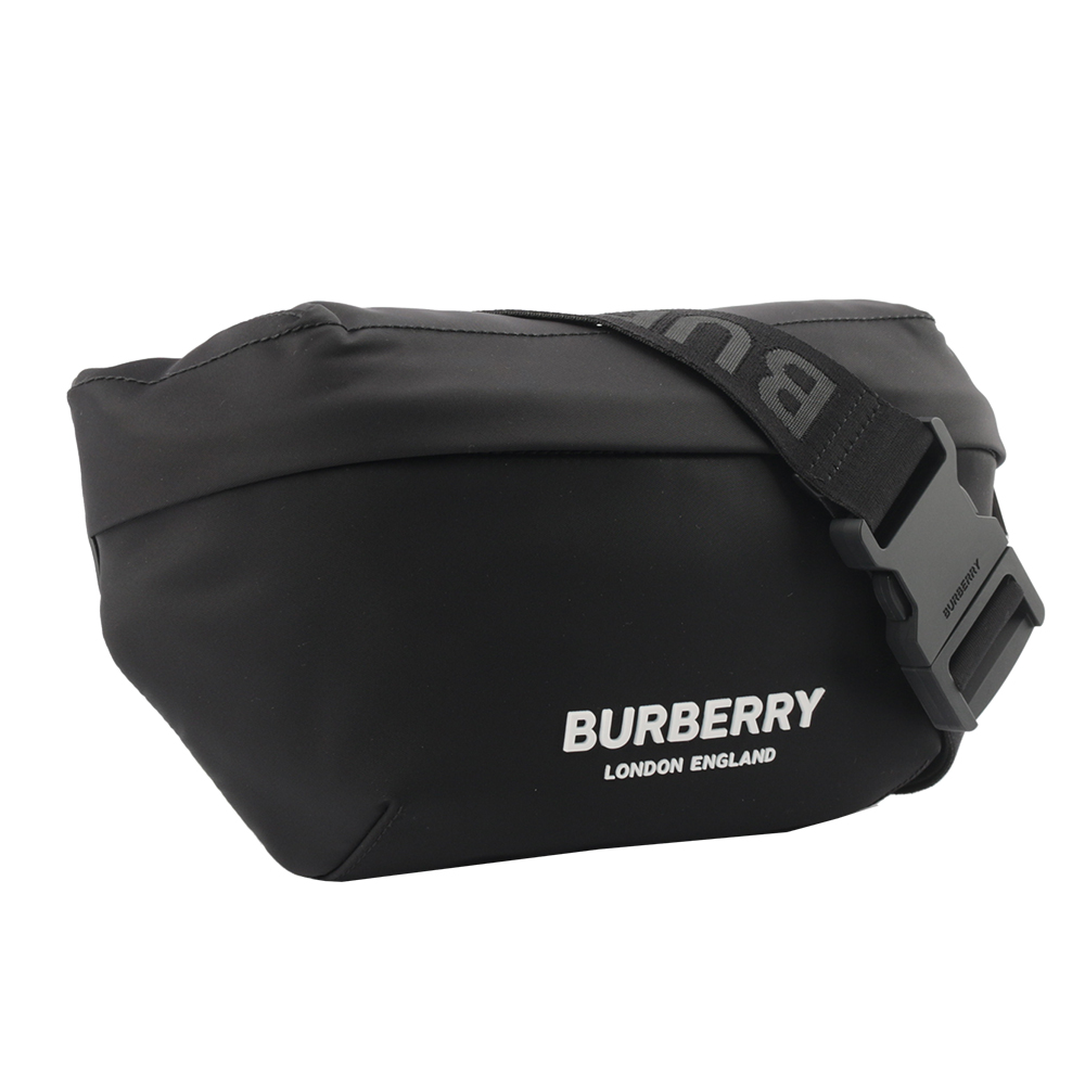 BURBERRY Logo 標誌尼龍 Sonny腰包/黑色, , large