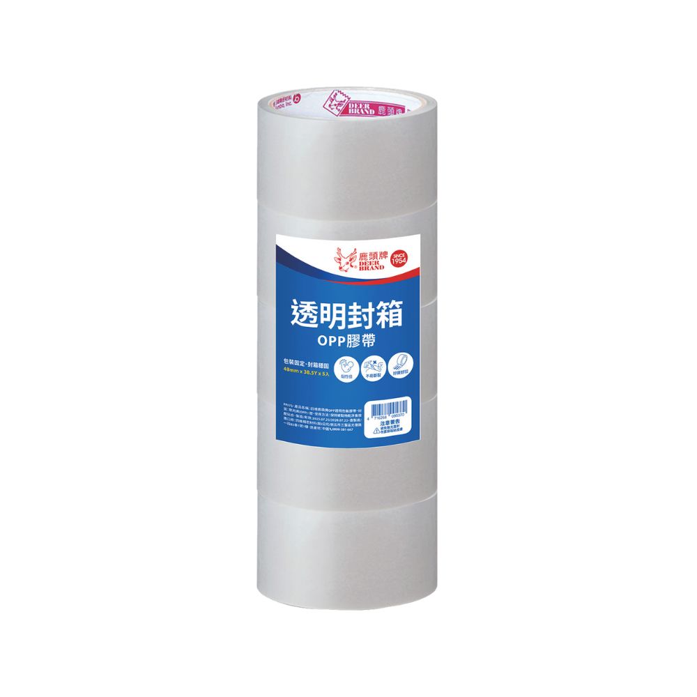 鹿頭牌透明封箱OPP膠帶(5入), , large