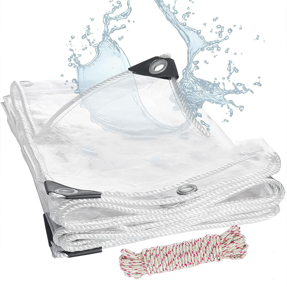 SV61270】白色透明約180&times;200cm透明防水布PVC防雨布 戶外雨棚布 陽台樓頂遮雨防水 保護膜 防風擋雨 溫室布 包邊附綁繩, , large