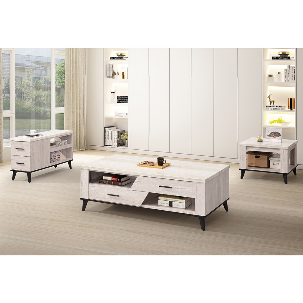 【唯熙傢俱】凱熙橡木白仿石紋小茶几, , large