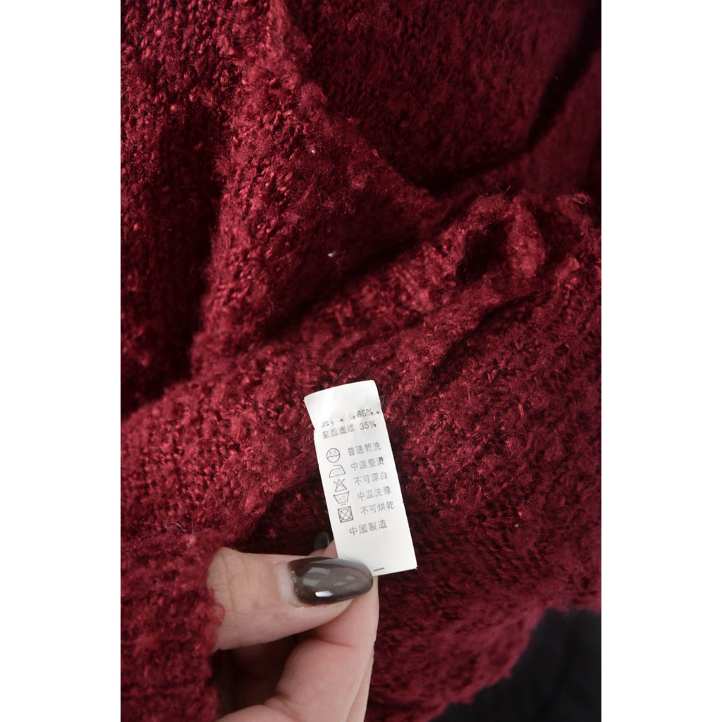 (F) 【又又私服】puffy質感棉質素面紅色毛衣二手衣, , large