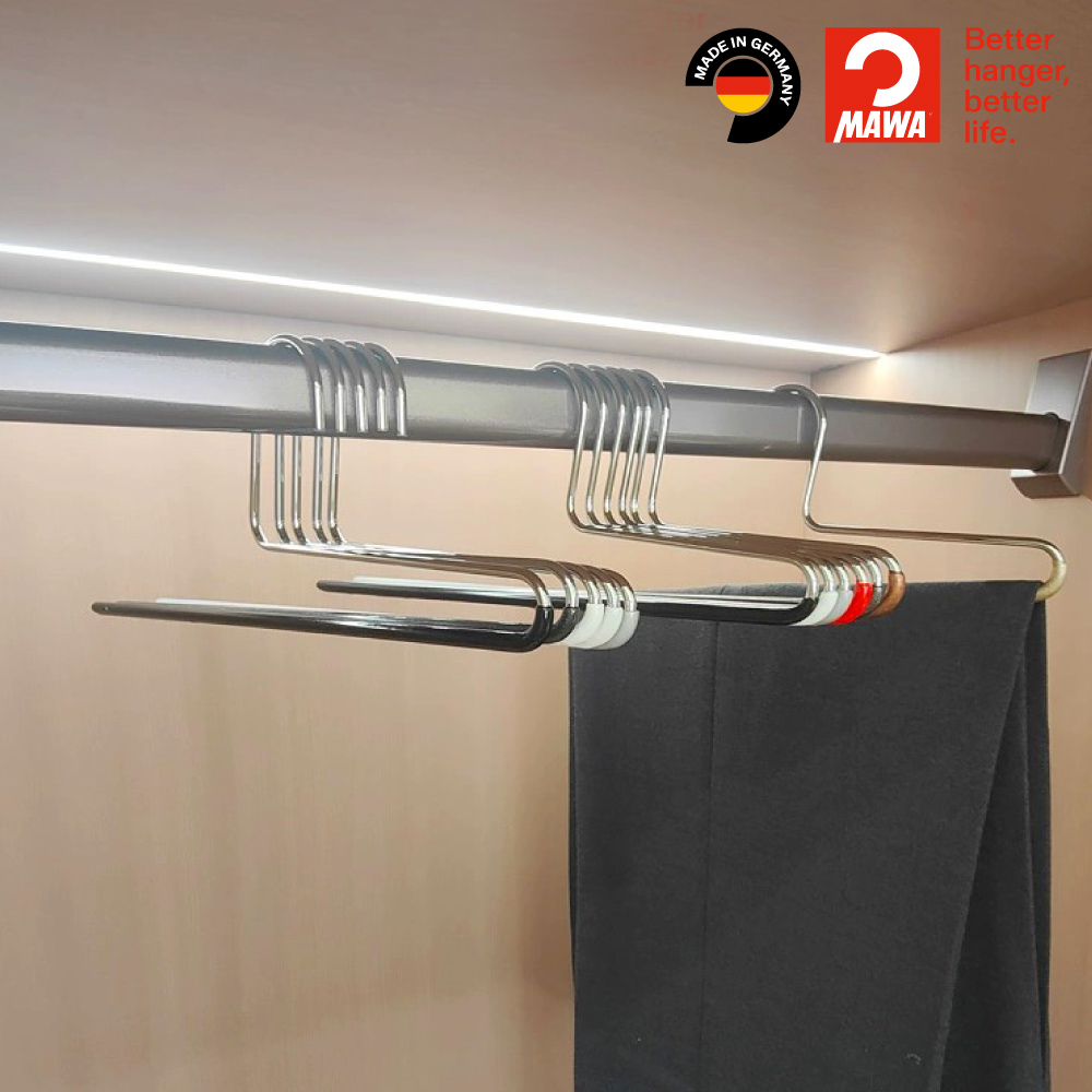 【德國MAWA】德國原裝進口 無痕止滑 多功能單排褲架35cm 30入/黑 , , large
