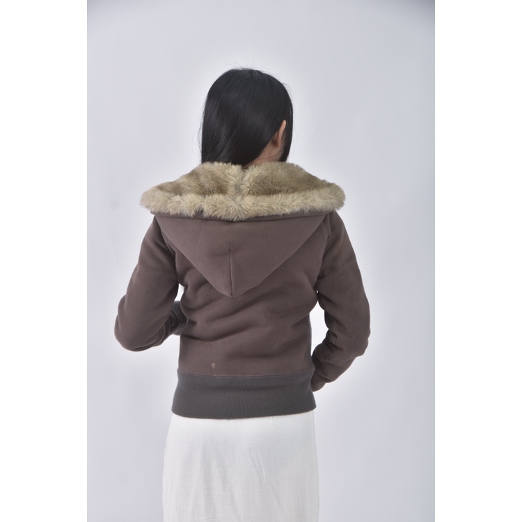 (S) 【國泰航空永續合作】abercrombie fitch質感棉質連帽棕色外套二手衣, , large
